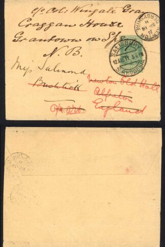 Rhodesia 1911 1/2d Arms wrapper to Bushtick redirected to Rngland