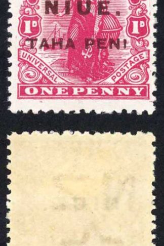 Niue SG 21a 1917 1d variety No stop after PENE only 50 printed M/M Cat 850