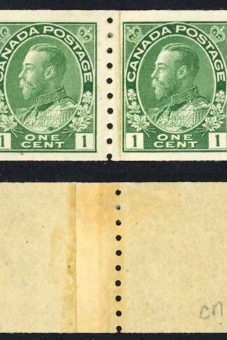 Canada SG219 1c yellow-green Imperf x perf 8 Coil join Pair M/M Cat 50 pounds