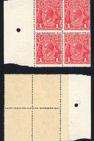 Australia SG53 1d Rose-Red Mult Wmk Die 3 3 x U/M Cat 300++ pounds