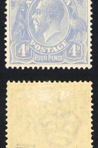Australia SG65b 4d Pale Milky Blue M/M Cat 90 pounds