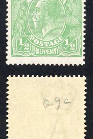Australia SG20c 1/2d Yellow-green Barb on Fraction Bar M/M Cat 32+++ pounds