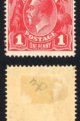 Australia SG21 1d Carmine Red Die 1 line perf M/M Cat 48 pounds