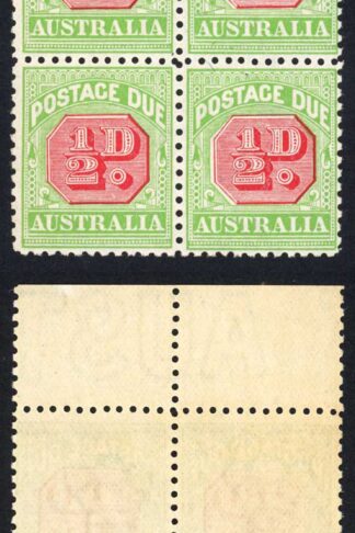 Australia SGD77 1/2d Post Due Perf 11 Wmk Upright U/M Block Cat 88+++ pounds