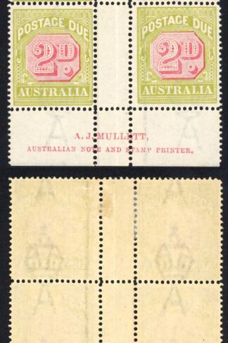 Australia SGD94 2d Post Due A J Mullett Imprint M/M