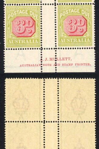 Australia SGD95 3d Post Due A J Mullett Imprint U/M