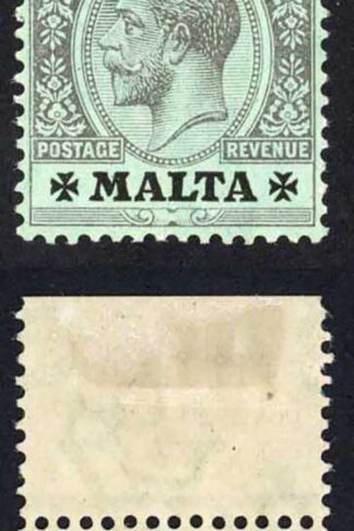 Malta SG81 1/- Black/blue-green white back Plate example M/M