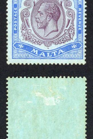 Malta SG86a 2/- Dull purple and blue/grey-blue M/M Cat 85 pounds