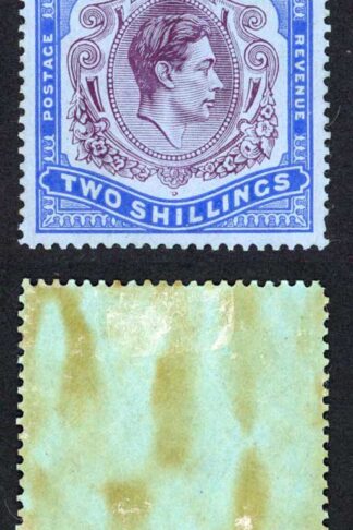 Bermuda SG116b 2/- Deep Purple and Ultra/grey-blue Line Perf 14.25 M/M Cat 350