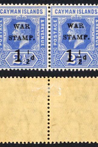 Cayman Is SG53/a 1 1/2d on 2 1/2d No Fraction Bar in Pair M/M Cat 297 pounds