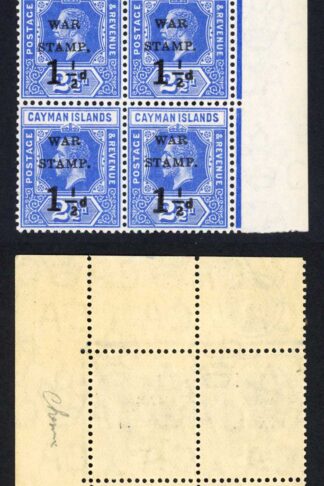 Cayman Is SG54 1 1/2d on 2 1/2d Plate Block U/M