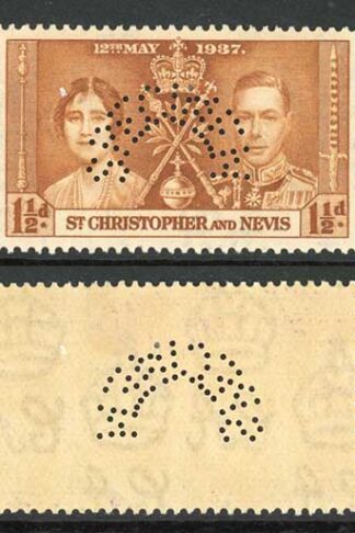 St Kitts Nevis SG65s/7s Coronation Set PERF SPECIMEN M/M Cat 90 pounds