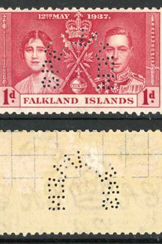 Falkland Is SG143s/5s Coronation Set PERF SPECIMEN (paper adhesion) Cat 425 pou