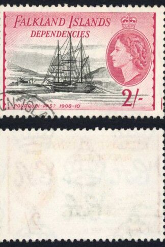 Falkland Is Dep SGG36 2/- Black and Carmine CDS Cat 20 pounds
