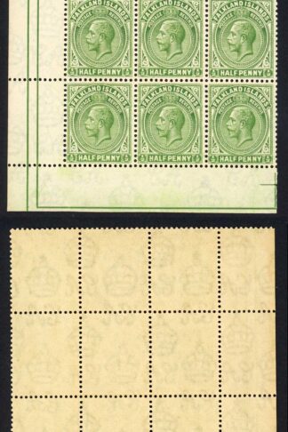 Falkland Is SG73 1/2d Yellowish Green DAMAGED VALUE TABLET Wmk Script U/M