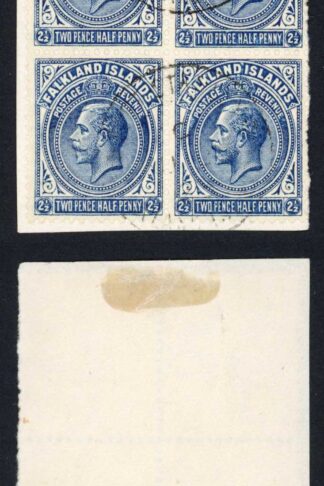 Falkland Is SG76a 2 1/2d Indigo Wmk Script used Cat 84 pounds