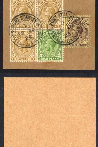 Falkland Is SG73 SG77 and SG79 x 3 Wmk Script on piece Cat 192++ pounds