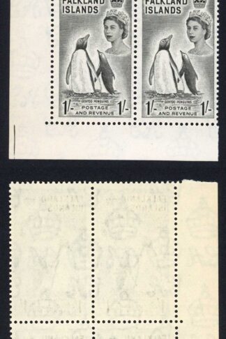 Falkland Is SG192 1/- black U/M Block Cat 64 pounds