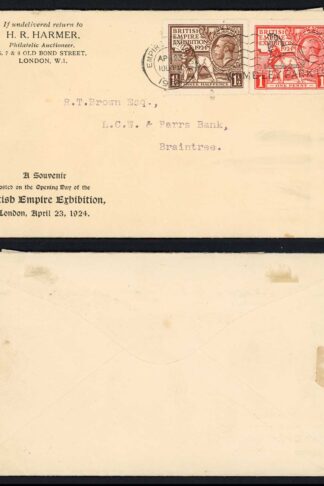 SG430-431 1924 Wembley FDC Harmers illustrated with original letter Cat 450