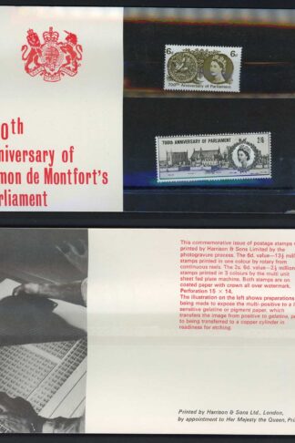 SG663-4 1965 700th Parliament Presentation Pack