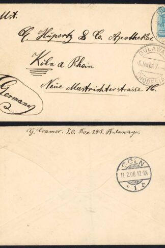 Rhodesia 1912 2 1/2d Arms on Commercial cover to Germany