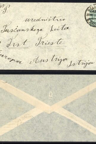Rhodesia 1910 2 1/2d Arms on Commercial cover to Italy