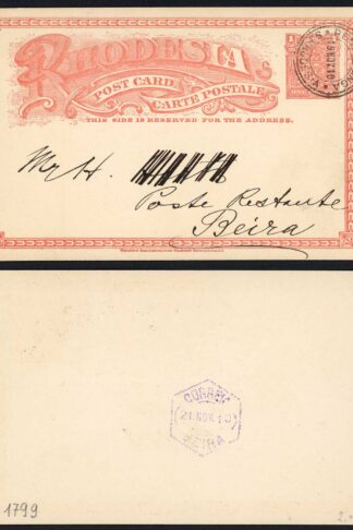 Rhodesia 1910 1d Prepaid Postcard from Penhalonga
