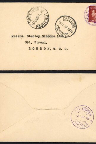 Tristan Da Cunha SGC6 1938 Cover to Stanley Gibbons London via Capetown