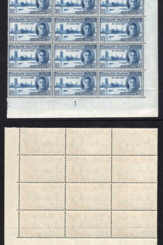 Falkland Is SG164/5a Victory Cylinder blocks the 3d Inc Crown Flaw Cat 73 pounds
