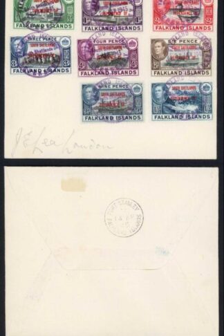 Falkland Is Dep SGB1/D8 4 sets on covers (not FDC) cat 56 pounds as used stamps