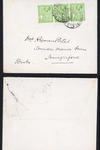 Malta SG158 KGV 1/2d Strip of 3 on cover to the UK