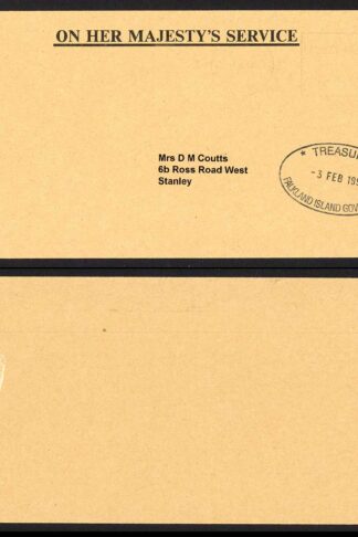 Falkland Is OHMS Treasury post free Cover