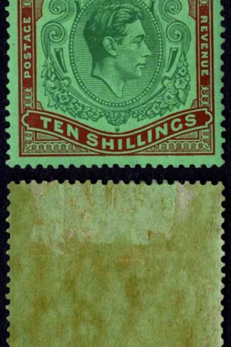 Bermuda SG119 10/- Green and Deep red/pale emerald green M/M Cat 325 pounds