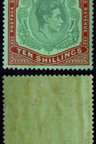Bermuda SG119a 10/- Bluish Green and Deep red/green M/M Cat 180 pounds