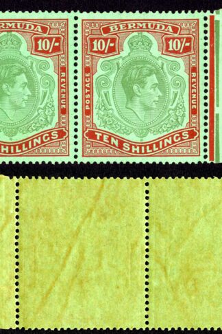 Bermuda SG119b 10/- Yellow green and carmine/green U/M Cat 140 pounds
