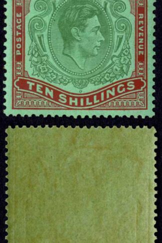 Bermuda SG119b 10/- Yellow green and carmine/green U/M Cat 70 pounds