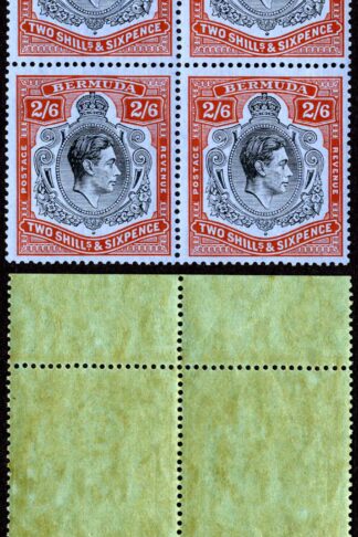 Bermuda SG117 2/6 Black and Red/grey blue Block U/M Cat 280 pounds