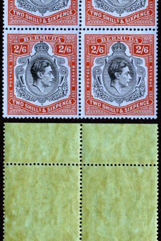 Bermuda SG117 2/6 Black and Red/grey blue Block U/M Cat 280 pounds