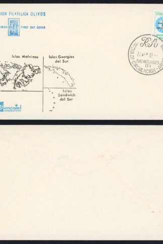 Falkland Is 22 April 1982 FDC with Argentina 1700 stamp