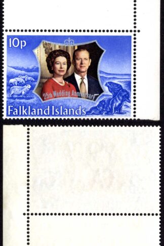 Falkland Is SG290 10p Gutter Pair M/M (top stamp corner crease)