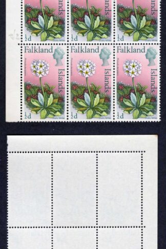 Falkland Is SG232a 1/2d Crown flaw in a U/M Block Cat 10+ pounds