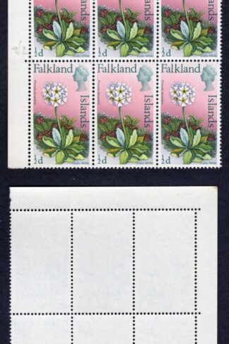 Falkland Is SG232a 1/2d Crown flaw in a U/M Block Cat 10+ pounds