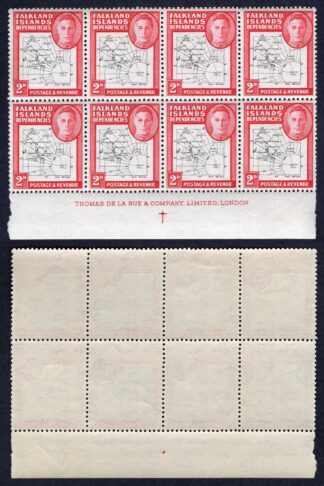 Falkland Is Dep SGG11/a THIN Map 2d Imprint Block inc Dot on T x 2 U/M Cat 57++