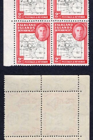 Falkland Is Dep SGG11 THIN Map 2d Corner Block inc Varieties U/M
