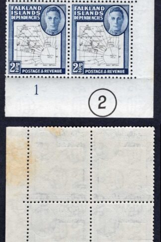 Falkland Is Dep SGG11b THIN Map 2 1/2d Plate 2 Block (top right mounted)