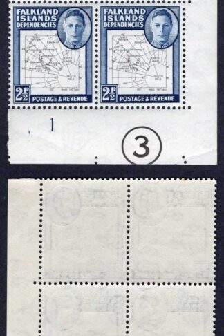 Falkland Is Dep SGG11b THIN Map 2 1/2d Black and Blue-black Plate 3 U/M