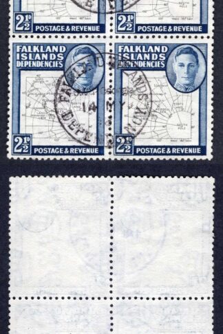 Falkland Is Dep SGG11b THIN Map 2 1/2d Black and Deep-Blue CDS Block