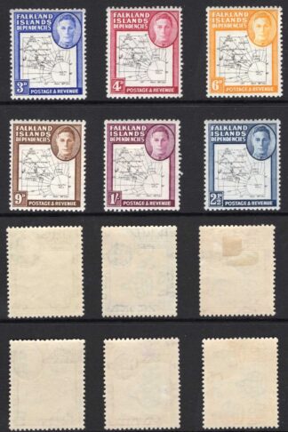 Falkland Is Dep SGG9b/16a THIN Maps Set Dot in T (not on 2 1/2d) M/M Cat 249.50
