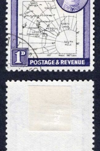 Falkland Is Dep SGG10a THIN Map 1d Dot in T CDS used Cat 75 pounds
