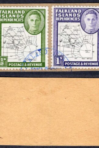 Falkland Is Dep SGG9/10 THIN Map 1/2d and 1d with varieties on piece Cat 40++